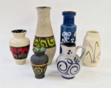 A group of West German pottery vases and a jug, tallest 34cm (6)