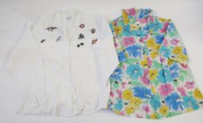 A quantity of vintage 1970's and 80's shirts and blouses to include Jaeger, Clara Cotman, Made in