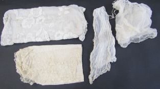 Quantity lace edging pieces, embroidered, and other items