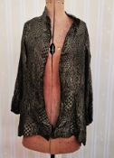 A 1920's/30's black and gold thread evening jacket with mandarin collar, three quarter length