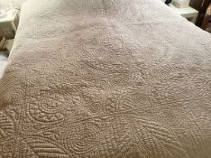 Welsh vintage quilt - pink one side and blue the other, the traditional quilting pattern, the blue