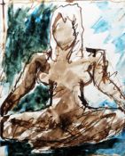 Josef Herman (1911-2000) Watercolour on paper “Nude III”, Albany Gallery label verso and with copy