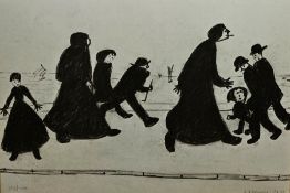 After Lawrence Stephen Lowry (1887-1976) Monochrome print 'On a Promenade', printed facsimile