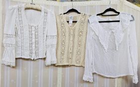 Laura Ashley white cotton blouse labelled 'Laura Ashley, Made in Wales', size 12, a Laura Ashley