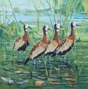 Hayi Njagu (21st century) Paint on paper The first with a study of four wading birds amongst