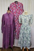 Laura Ashley woollen purple and turquoise printed maxi dress labelled 'Laura Ashley made in Great