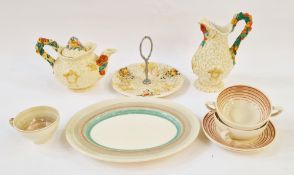 Art Deco Clarice Cliff Harvest pattern tea wares and a group of Susie Cooper tea wares, the first