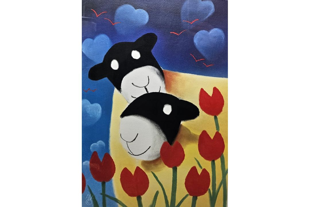 Mackenzie Thorpe (b. 1956) Signed limited edition print  'Sheep in lane' no. 16/850, titled and - Image 1 of 4