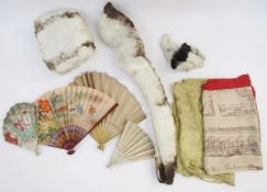 Regency swansdown stole / pelerine together with a matching muff and two swan feather hat or hair