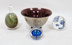 A studio glass footed bowl by Jeff Walker and Robin Smith for The Melting Pot Glassworks, signed