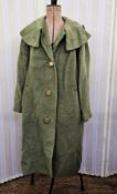 1950's green wool coat with a full coney lining, deep shawl collar