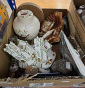Two Coalport Village Church models, two Royal Worcester bird decorated egg coddlers, Royal Cauldon