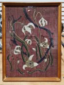 Josephine Harrison Embroidered floral study together with a landscape and floral study of