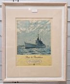 Three vintage Senior Service tobacco posters featuring Royal Navy warships (3)