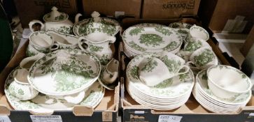 Masons and Johnson Bros ironstone composite green fruit basket pattern part dinner and tea