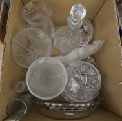 Royal Albert small flared cut glass flower vase, a Venetian-style moulded glass swan, a Royal