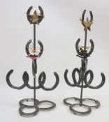 Two ornamental Christmas trees constructed from horseshoes (2)