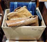 Snakeskin side fastening tabard/jerkin, Martinez blue reptile skin-style bag, a snakeskin handbag, a