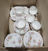 Minton Marlow part tea service including cups, saucers, milk jug etc and an oval two-handled EPNS