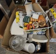 Wedgwood Charnwood service to include teacups, side plates, saucers, etc, a Stuart glass decanter