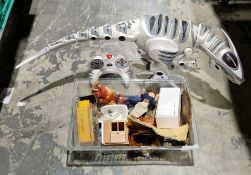Large WowWee Roboraptor with remote control, a collection of dolls house furniture, various wooden