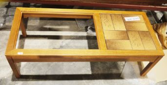 Mid-century style tile top table (lacking glass)