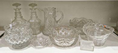 Collection of 20th century cut-glass, including: a pair of Regency style cylindrical diamond cut