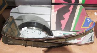 Four Art Deco style wall mirrors with bevelled glass edges, mounted on boards (4)