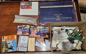 Art supplies to include watercolour pencils, Georgian oil paint, brushes, sculpting tools and