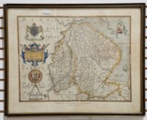 After Christopher Saxton (English, 1540-1610) Map of Lincolnshire and Nottinghamshire, 1576, copy