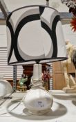 Casa Pupo white glazed bottle-shaped table lamp, printed marks with a 1960's style drum shade,