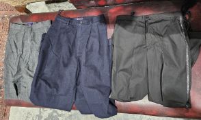 Large quantity of assorted designer trousers to include Prada, Ozbek, Aeffe, Moschino cream linen,