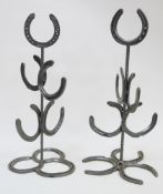 Two mug trees constructed from horseshoes and rebar (2)