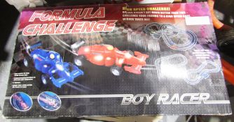 Quantity of toys and games to include Formula Challenge Boy Racer boxed set, Scalextric GP0 set (not