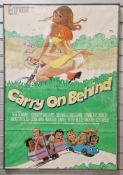 Carry On Behind film poster, framed and glazed, image size 99cm x 68cm