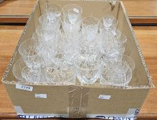 Quantity of cut and moulded glassware including Royal Brierley cut glass tumblers and other wine