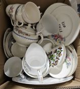 Blue Regency Doulton cups and saucers, four Stuart small goblets, Czechoslovakian finch decorated