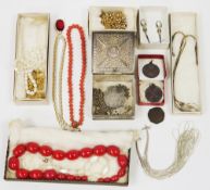 Mixed lot of jewellery and small collectable items including Maria Theresa coin mounted as a