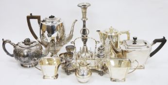 Quantity of silver plated items including a late 19th/early 20th century breakfast set comprising