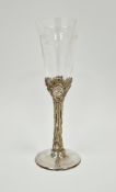 Silver and glass goblet produced by St James's House Company, London 1980, commemorating the 80th