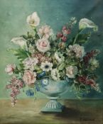 R. Haward (mid-20th century) Oil on canvas Still life, vase of flowers, signed lower right, 59.5cm x