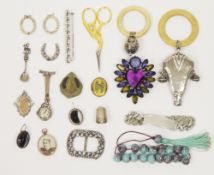 Early 20th century 9ct yellow gold photographic pendant together with silver and gold fob medal