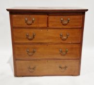 Edwardian mahogany and crossbanded chest of drawers, the rectangular top over two short and three