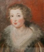 19th century school  Pastel on paper Head and shoulders portrait of a lady in 17th century style