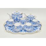 Royal Crown Derby blue and white transfer-printed part cabaret tea service of fluted form, early