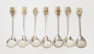 Seven silver spoons, London 1977, Library of Imperial History, commemorating the American Royal