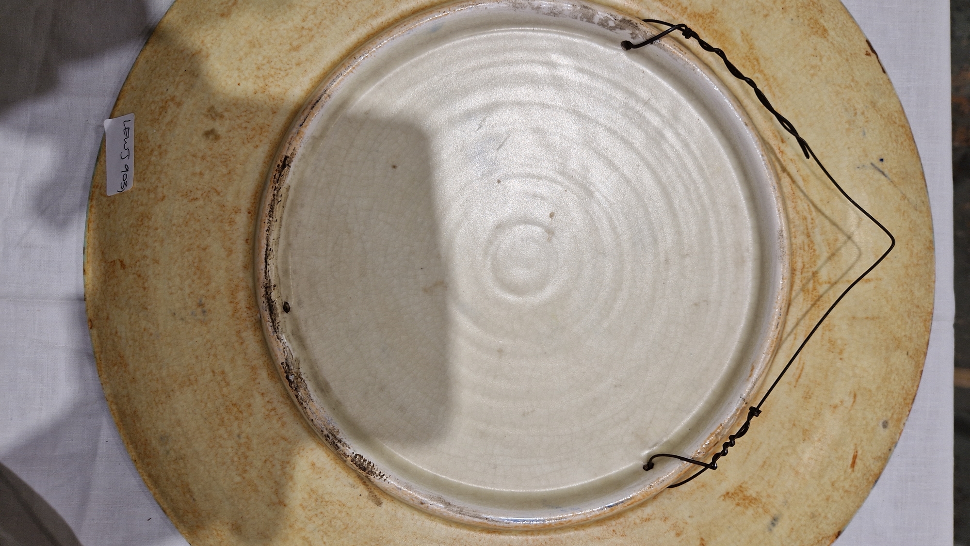 English pottery Art Deco charger, probably by Charlotte Rhead, indistinct blue marks to reverse, - Image 12 of 14