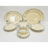 Clarice Cliff Wilkinson Art Deco part dinner service, printed black and impressed marks, printed and