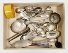 Collection of silver items including set of three Victorian silver provincial teaspoons, Exeter