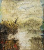 Michael John Bolan (1939-1995) Mixed media on hessian 